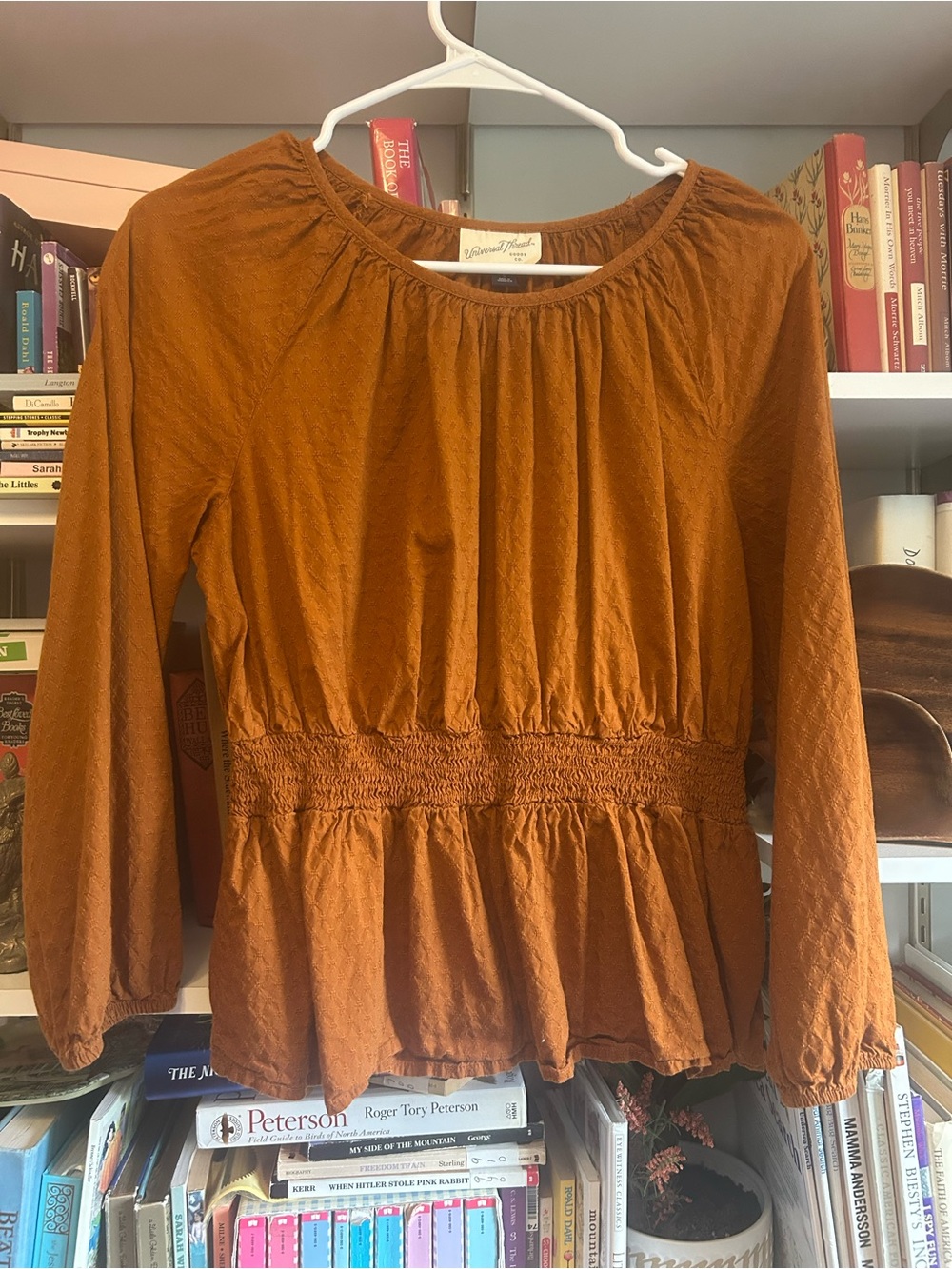Universal Thread Rust Smocked Peasant Blouse